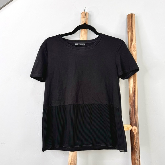 ZARA Ruffle Sheer Panel Tee - Picture 3 of 10